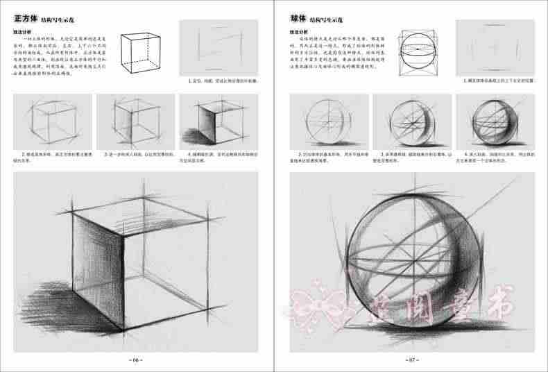 素描基础教程第1册从结构到明暗石膏几何体 高考艺考铅笔画手绘素描入门自学零基础绘画 画画本教程书临摹速写美术素描书结构素描