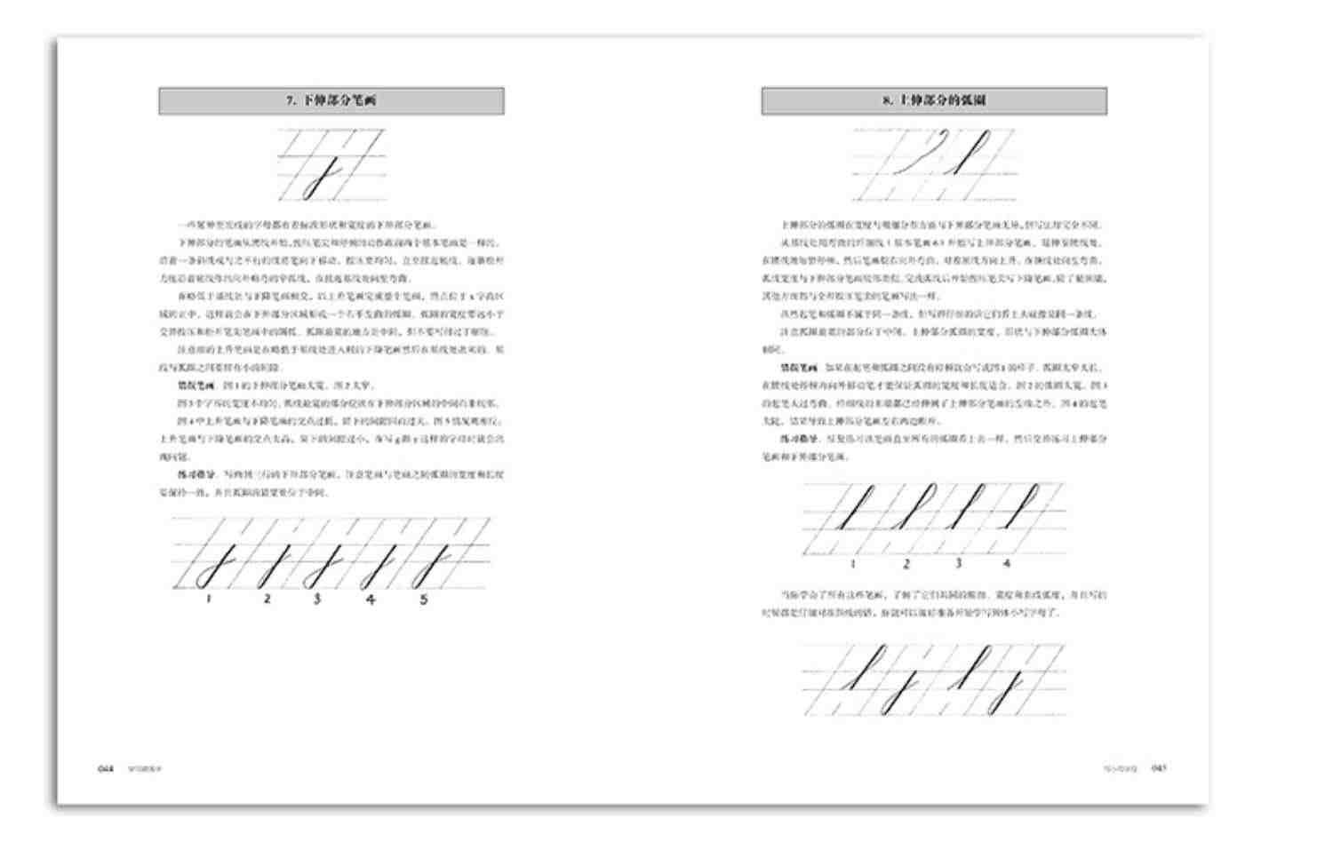 圆体字美国英文字体书法手册 复古圆体花体字书法临摹英文习字帖初学自学英语基础指导入门教程 钢笔英语圆字体书法作品临摹教材