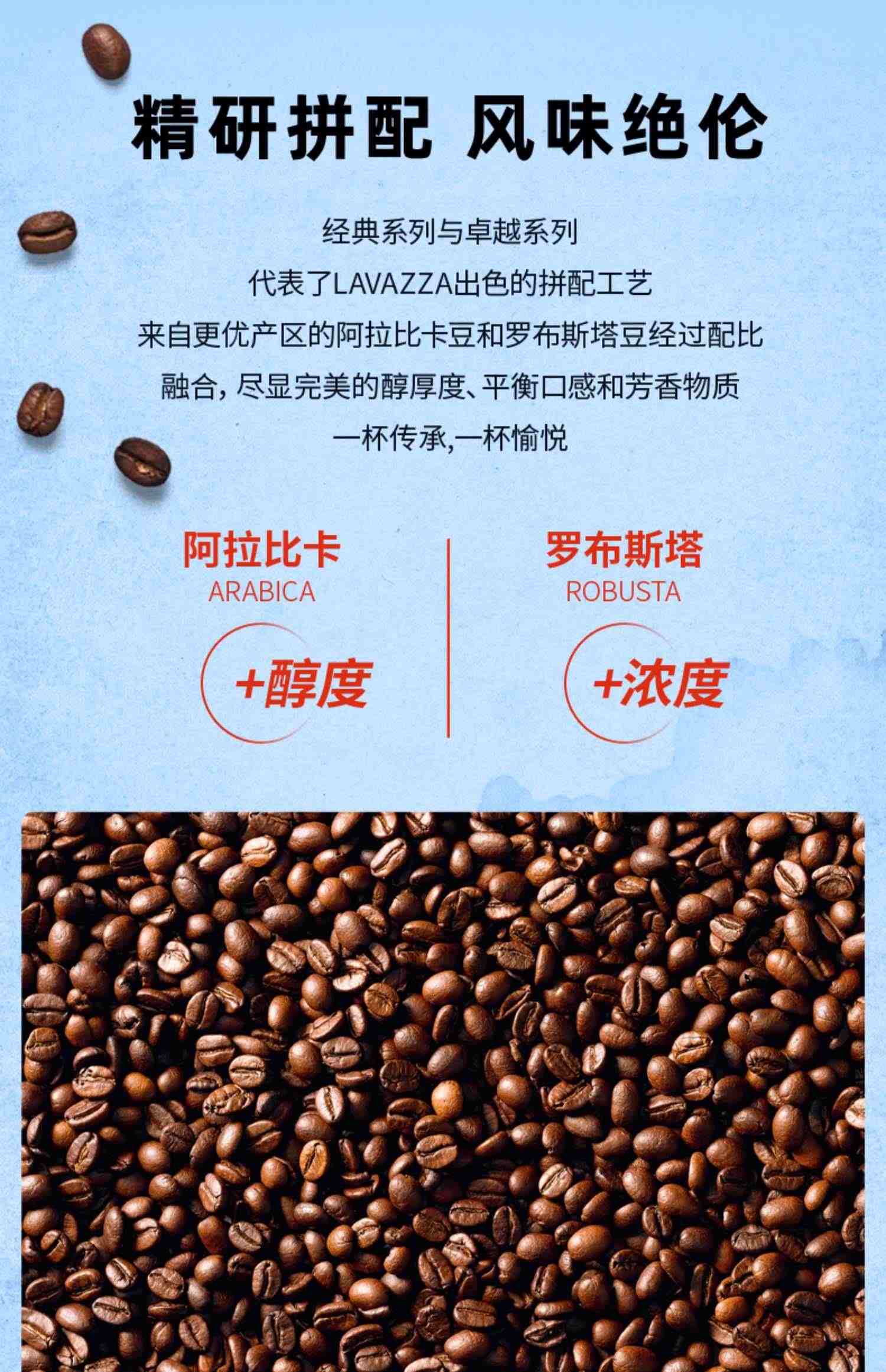 LAVAZZA拉瓦萨香浓意式醇香拼配咖啡豆CREMA E AROMA  2kg