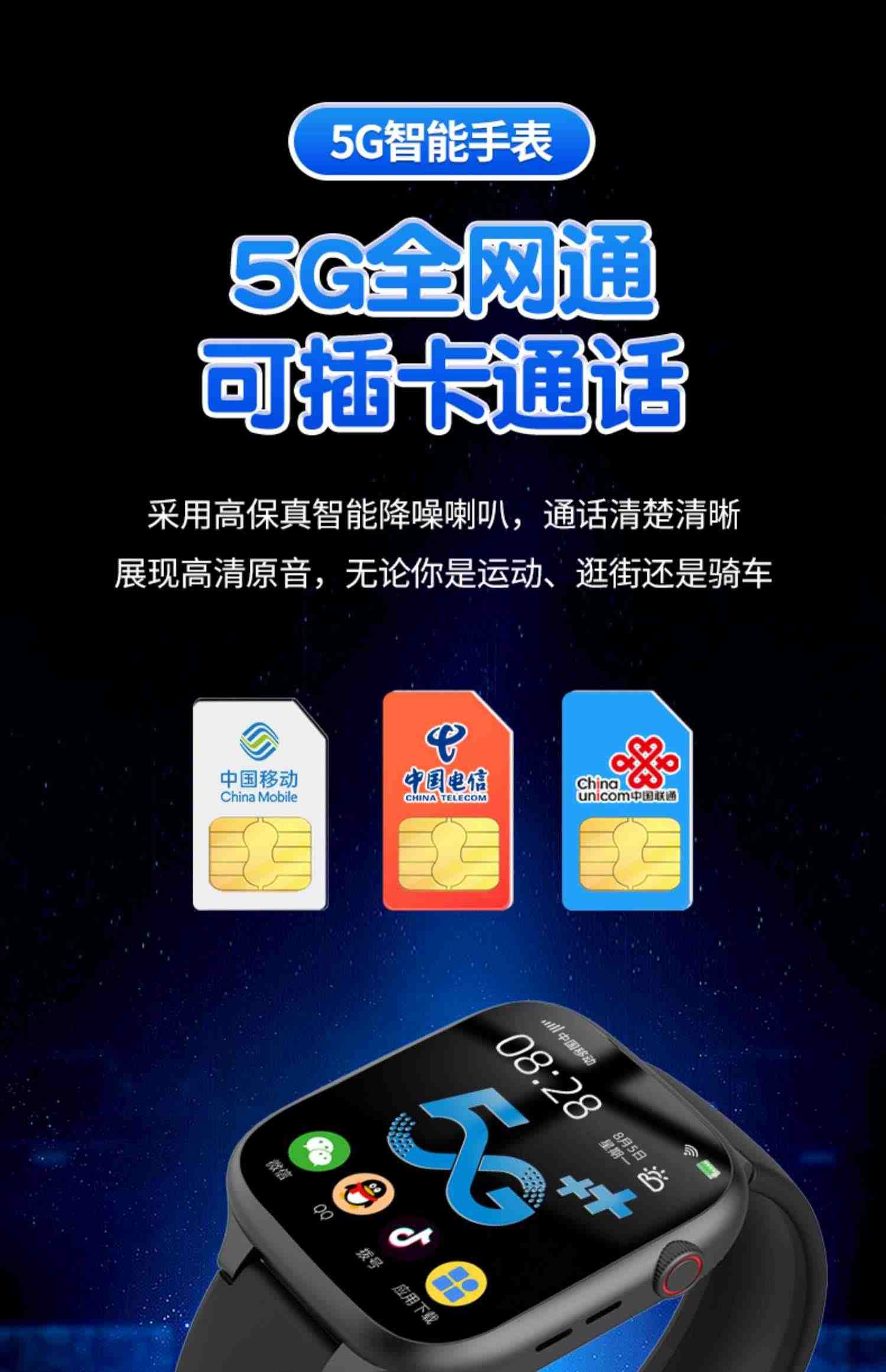 华为手机适用5G全网通儿童电话手表智能视频通话wifi防水GPS定位青少年小学生初高中生男女孩可插电信卡