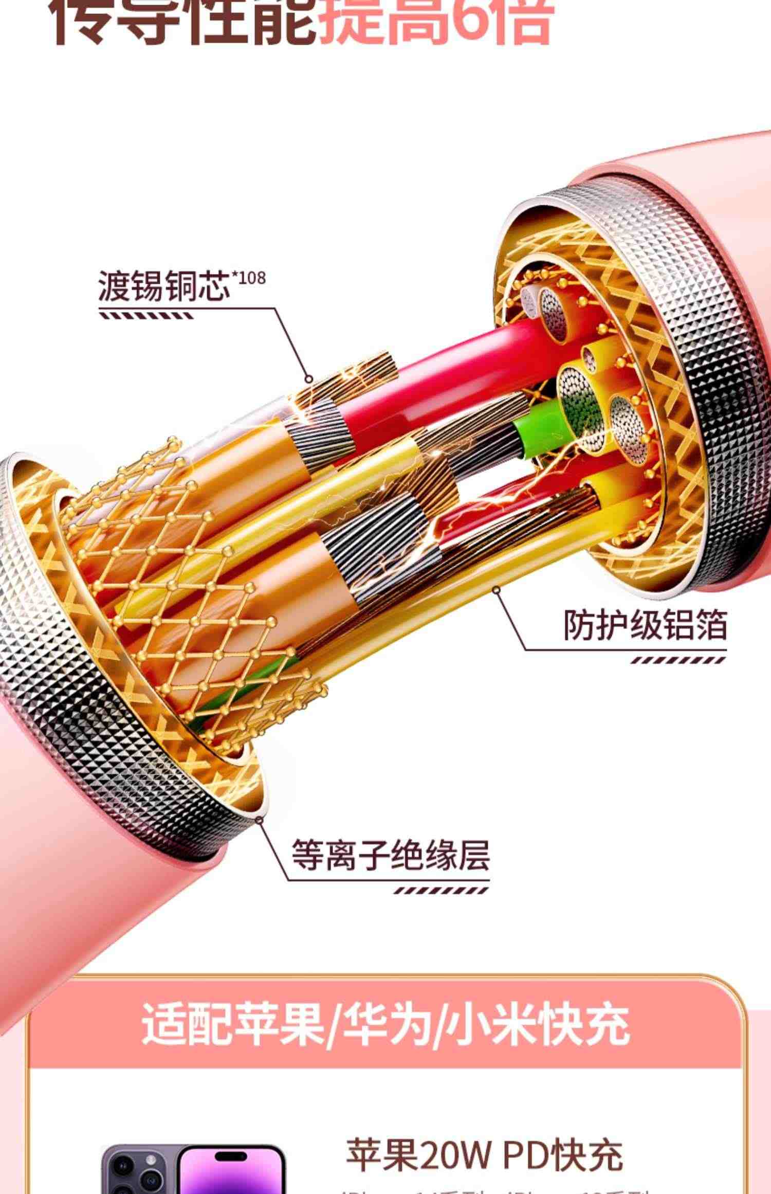 机乐堂自带线充电宝双向快充超薄小巧便携10000毫安大容量官方旗舰店正品适用华为小米苹果专用迷你可爱小型