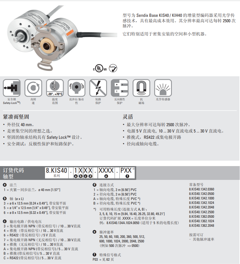 替代款库伯勒 8.KIS40.1342.2500外径40编码器Kuebler质保一年