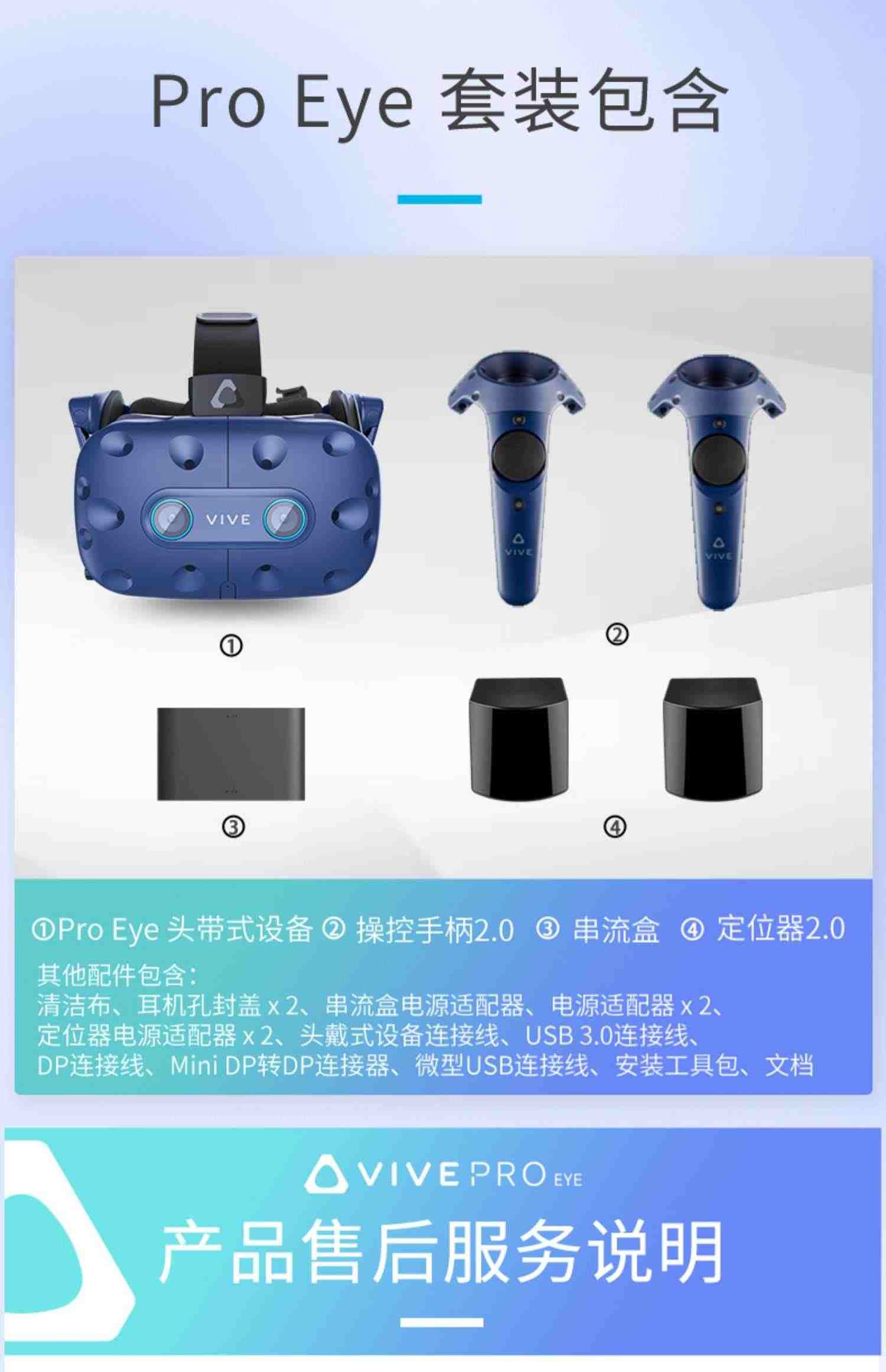 【北京1小时送达】HTC VIVE Pro Eye 专业版套装2.0自带眼动追踪模块技术3D全景虚拟现实头显