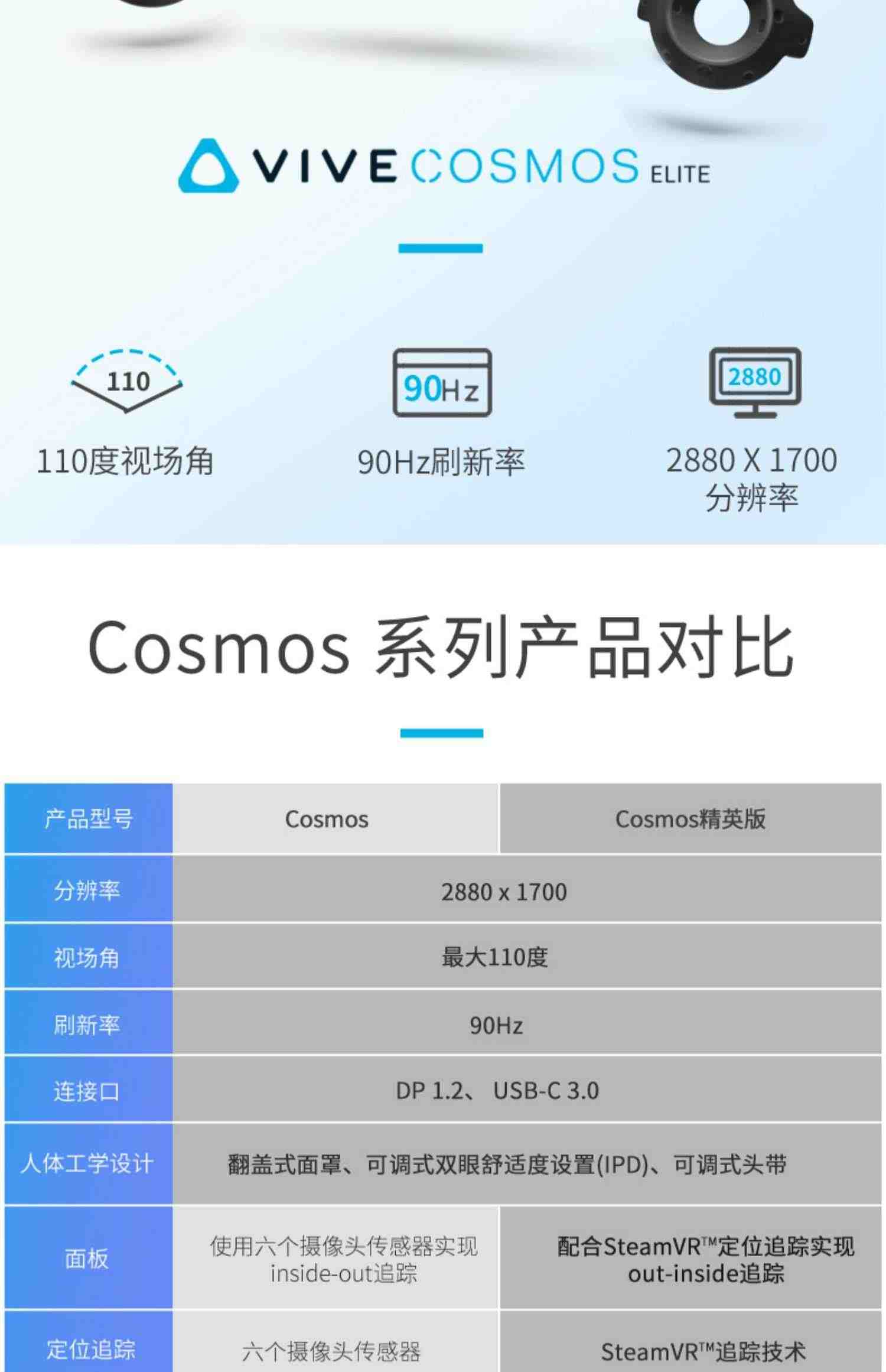 【北京1小时送达】HTC VIVE Cosmos精英版套装 智能眼镜VR设备PCVR体感3D游戏机Steam游戏PC