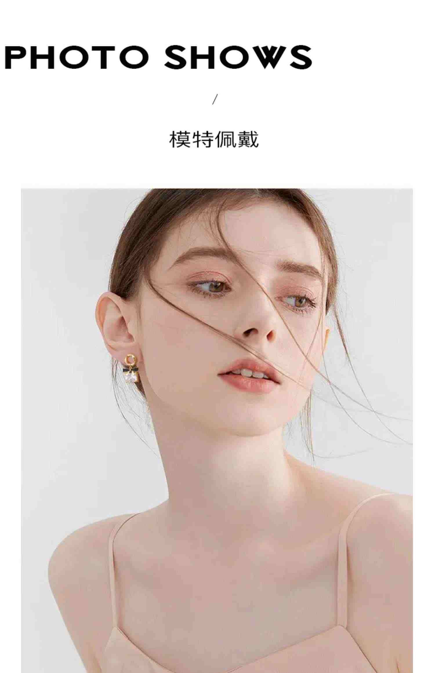 STD蝴蝶结耳环女甜美丝带锆石耳钉女小众时尚百搭气质设计感耳饰