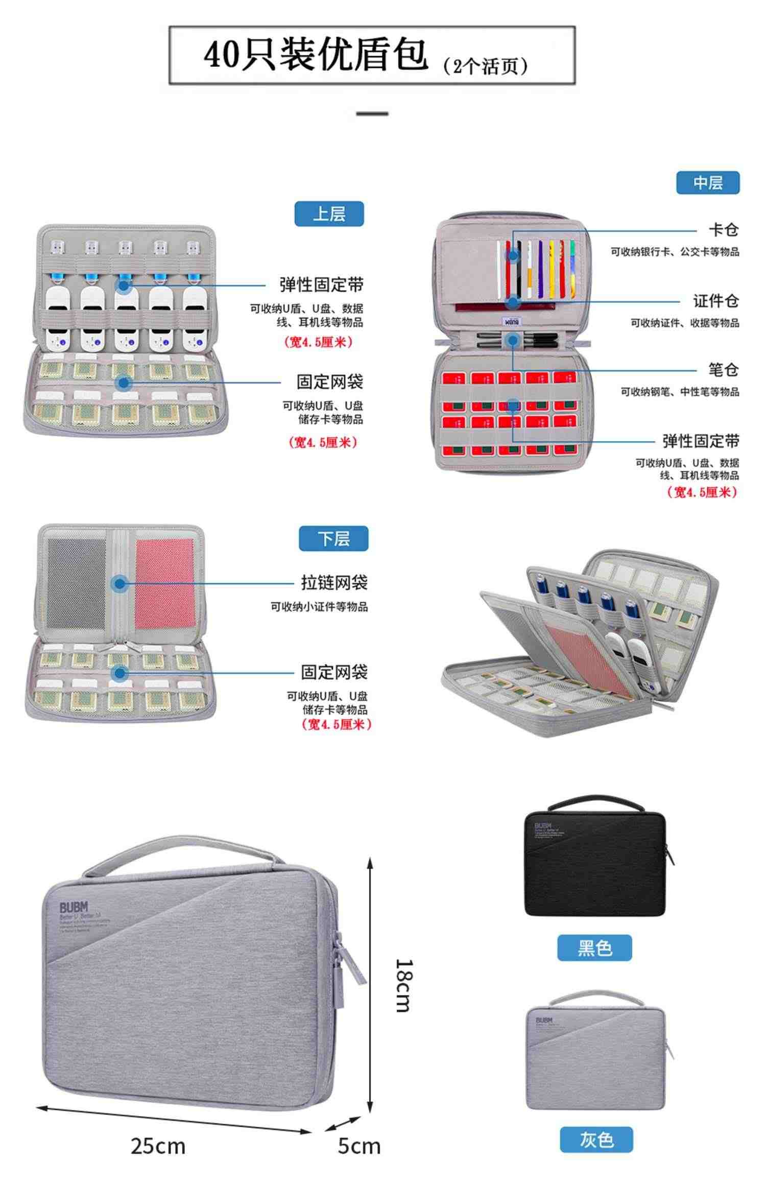 企业网银U盾优盾收纳包U盘优盘收纳包公司密码器手机银行ukey出纳u盾收纳盒大容量u盘收纳财务卡片包袋子