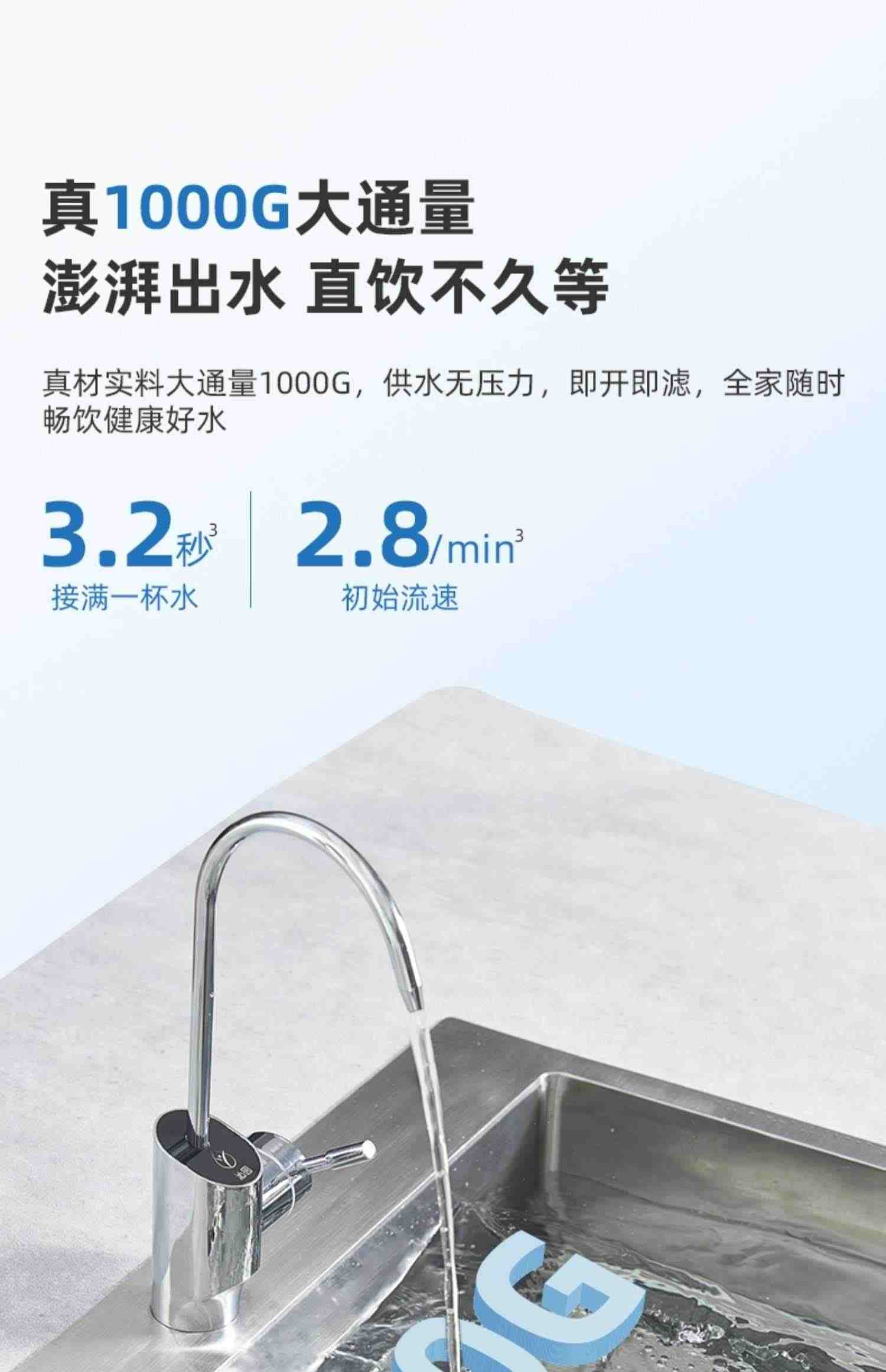 沁园净水器1000G家用RO反渗透直饮过滤器旗舰店官网自来水31042