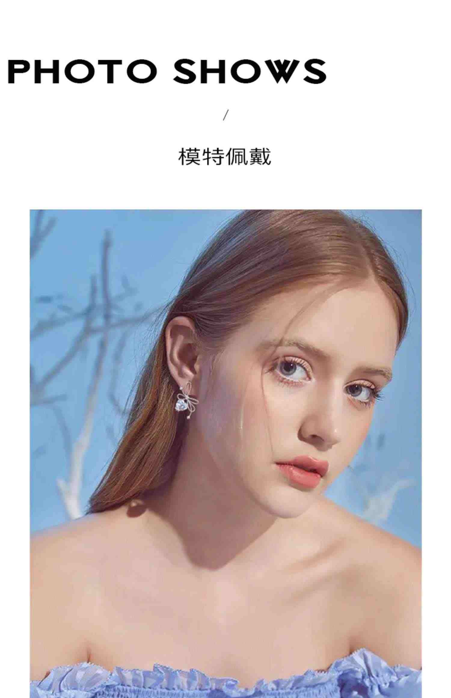 STD蝴蝶结耳环女甜美丝带锆石耳钉女小众时尚百搭气质设计感耳饰