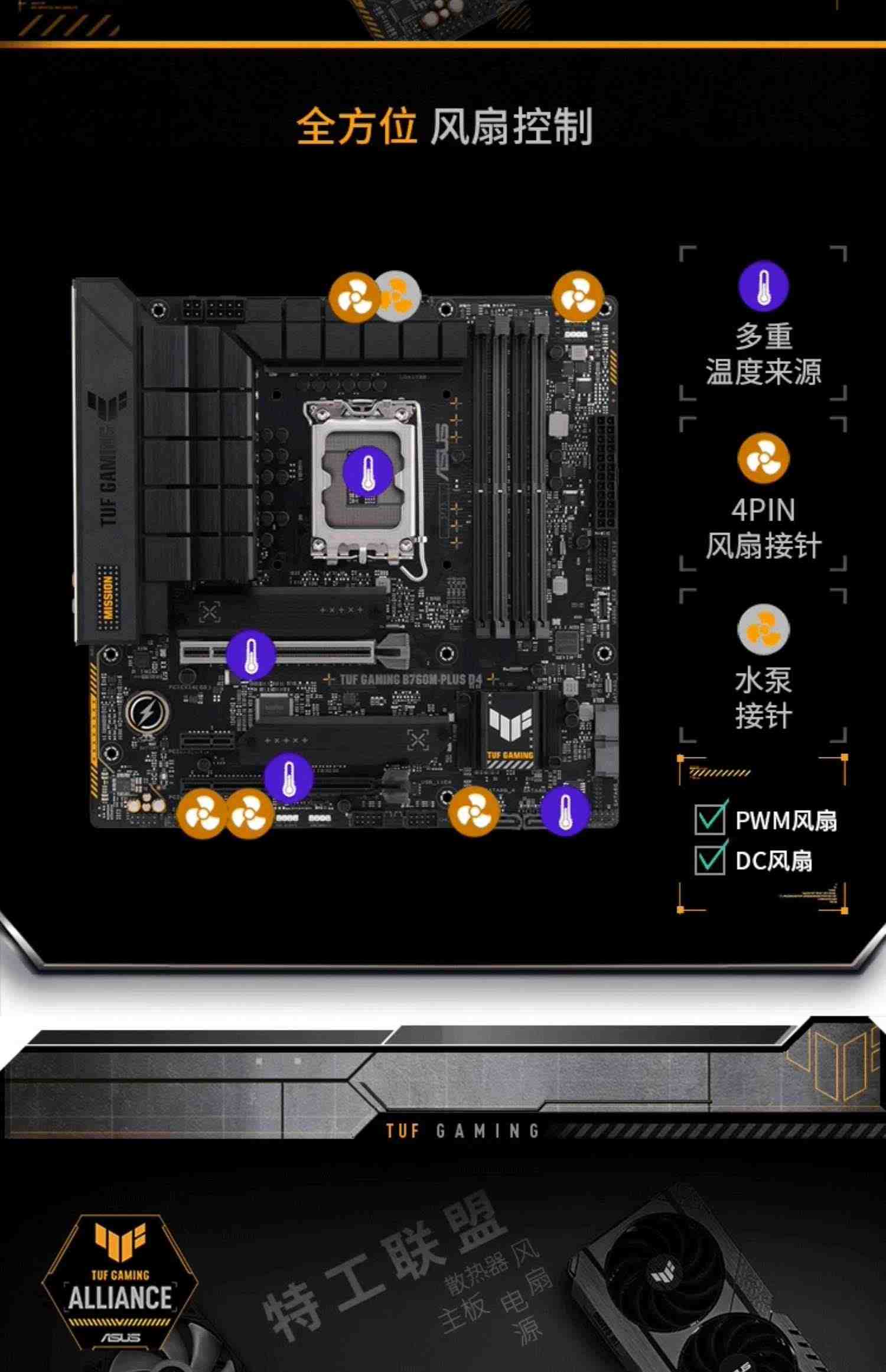 Asus/华硕 TUF GAMING B760M-PLUS/WIFI D4 台式机电脑重炮手主板