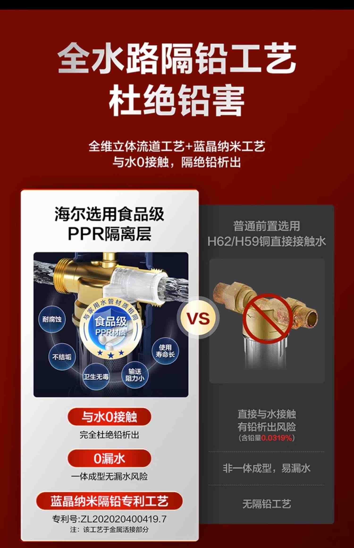 海尔前置过滤器水路保护反冲洗净水器家用全屋自来水滤水器HP-37
