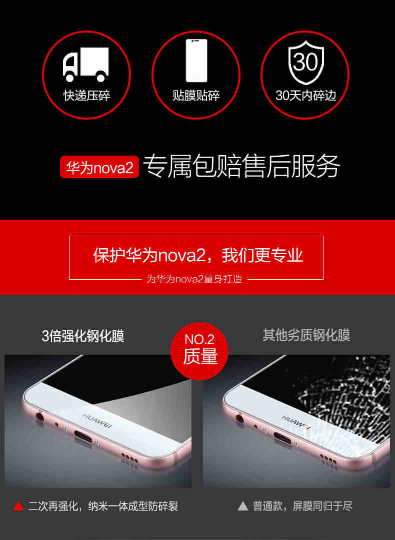 适用华为nova2s钢化膜nova2plus防窥膜nove2全屏naov防摔nov防窥note2手机nava2s贴膜noto华pplus窥屏novs半s