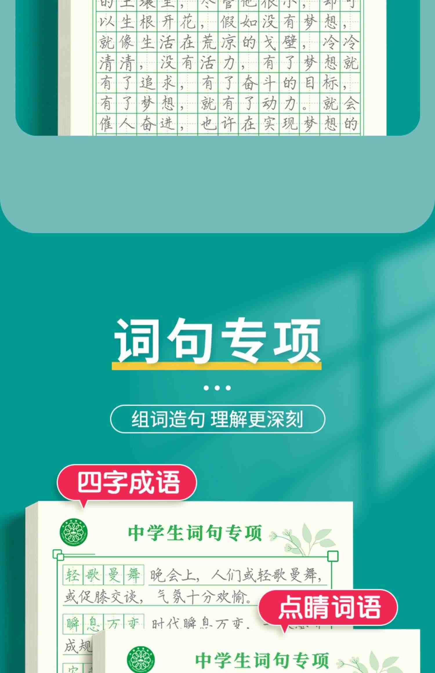 初中生字帖优美句子积累好词好句语文初一高中学生练字帖正楷书钢笔练习临摹本大全硬笔书法小升初七年级八九年级作文专用每日一练