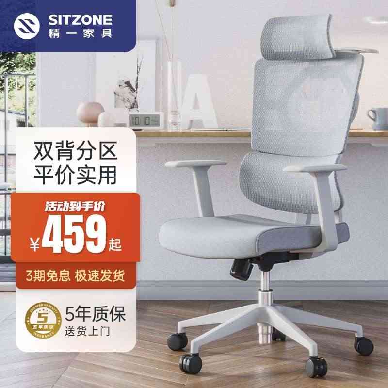 sitzone精一人体工学椅 先锋者电脑椅家用舒适久坐办公椅护腰椅灰...