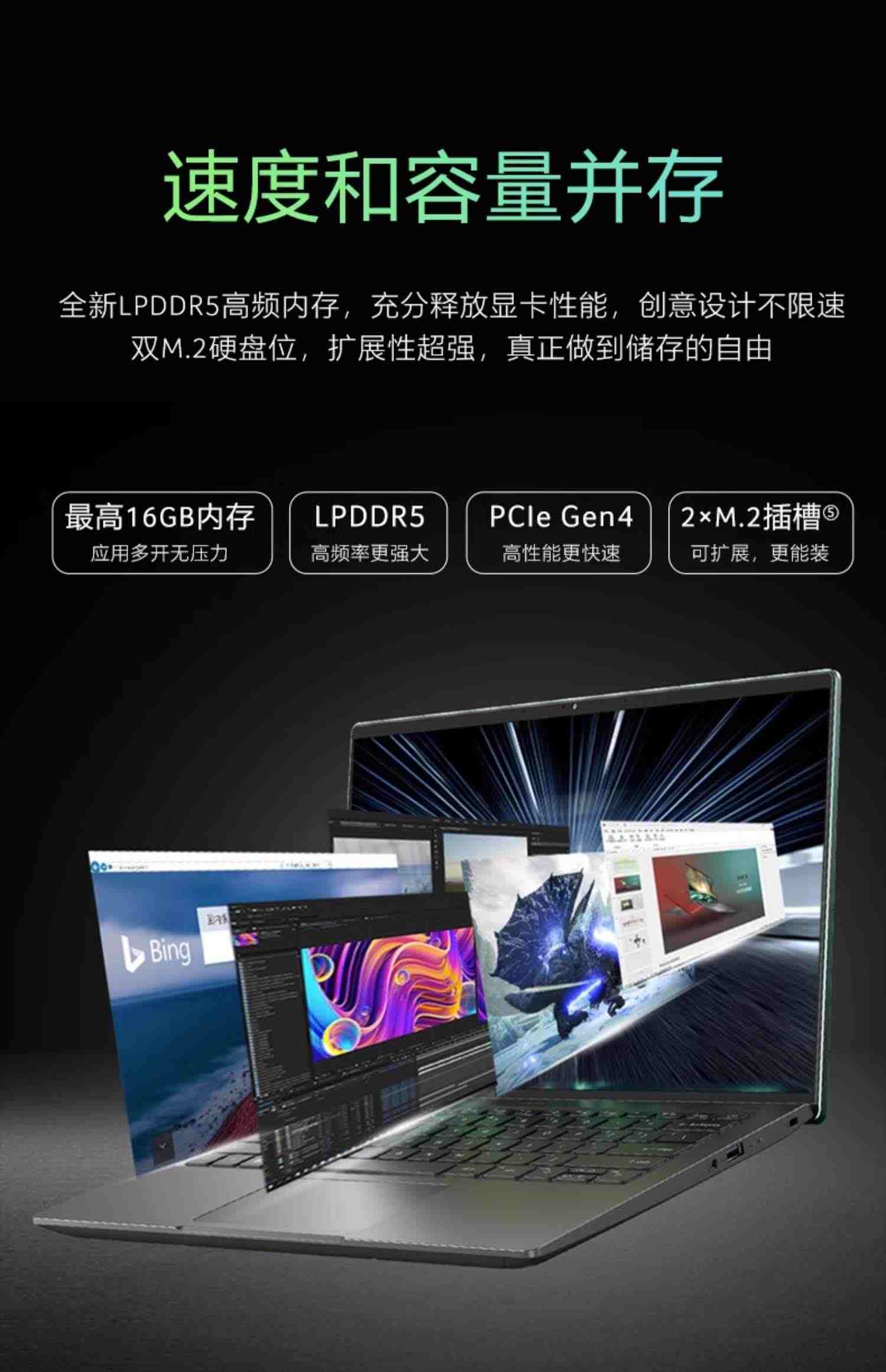 Acer/宏碁 非凡X 2023 酷睿i5 RTX3050 2.2K屏Swiftx14英寸高色域轻薄便携商务办公新品学宏基笔记本电脑