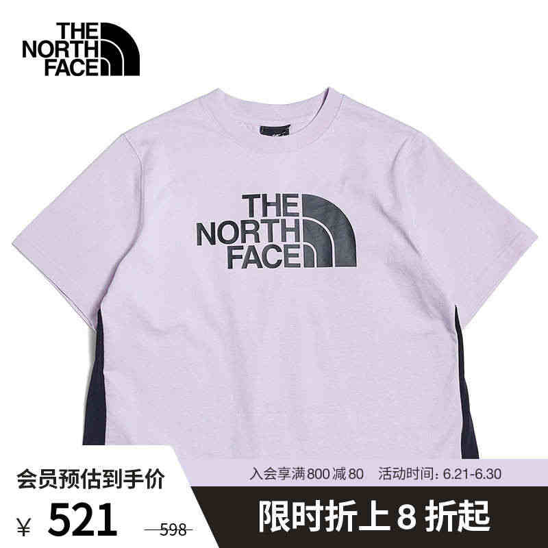 TheNorthFace北面UE先锋设计女拼接宽松纯棉短袖T恤夏季新款...