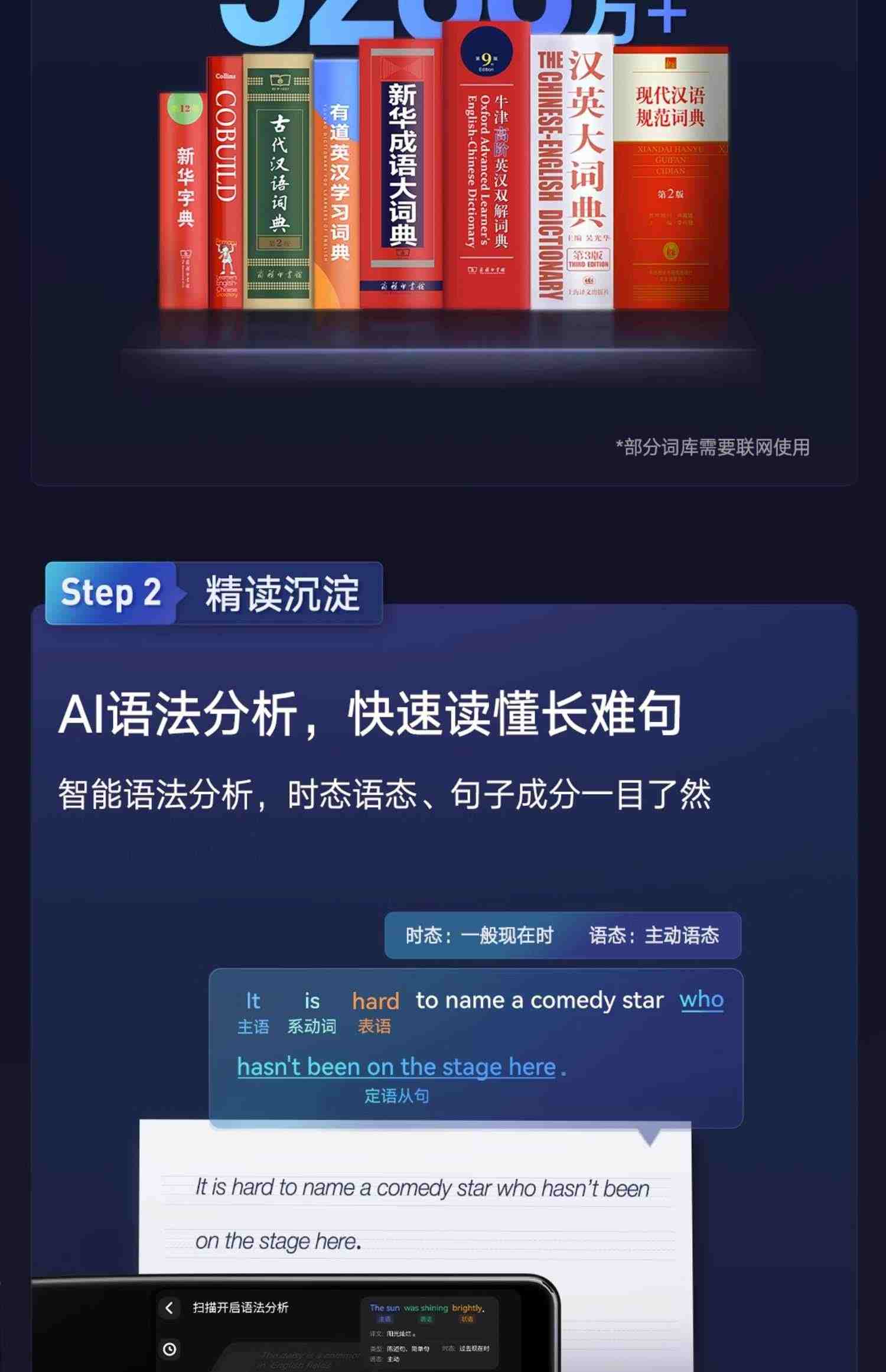 网易有道词典笔x5翻译笔P5电子辞典英语全科小初高中学习神器AI扫描笔X3S翻译器点读笔学习扫读笔查字词典