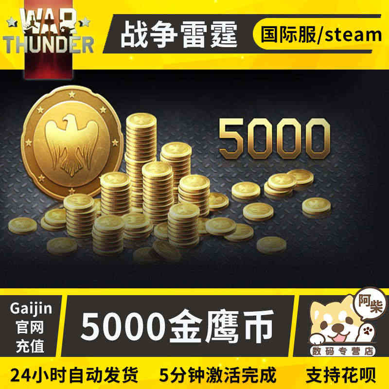 War Thunder 战争雷霆 5000 金鹰币 steam 国际服...