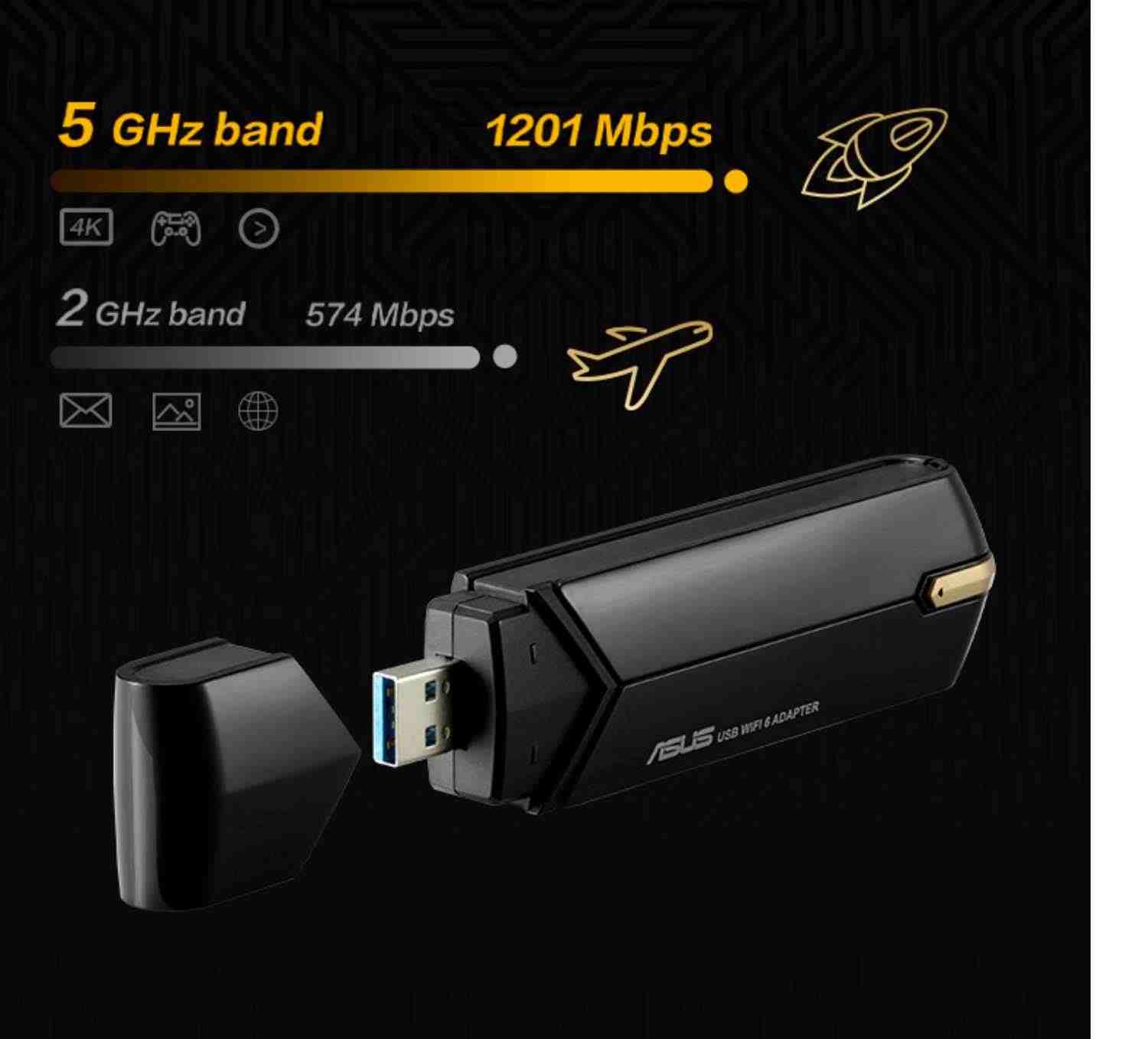 【首款USB3.0无线wifi6网卡】ASUS华硕USB-AX56 无线wifi6网卡接收器台式机笔记本电脑免驱动千兆5G双频外置