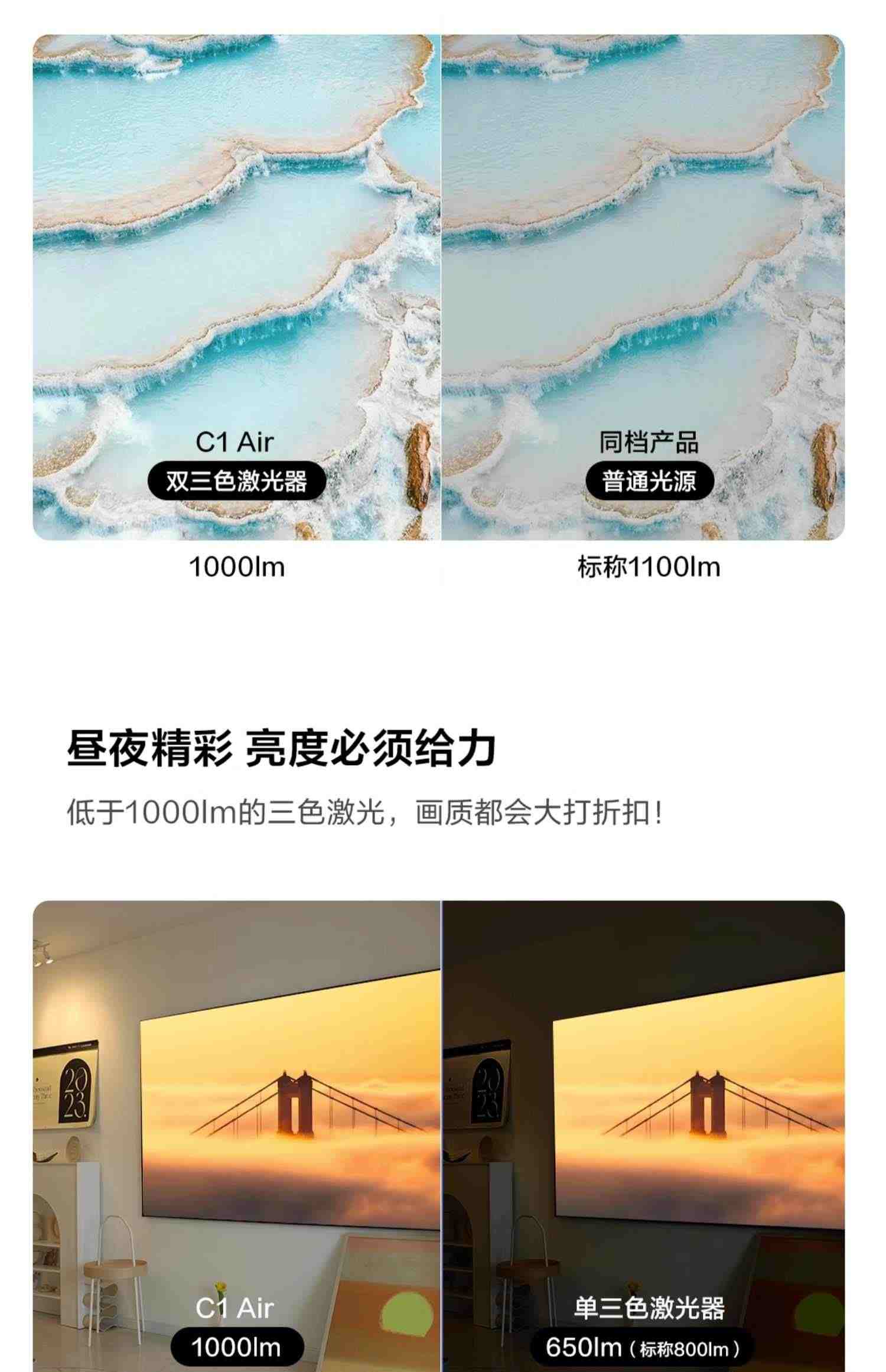 【5000元内画质天花板】Vidda C1 Air 海信1080P高清激光投影仪家用投影机卧室智能手机投屏电视机家庭影院