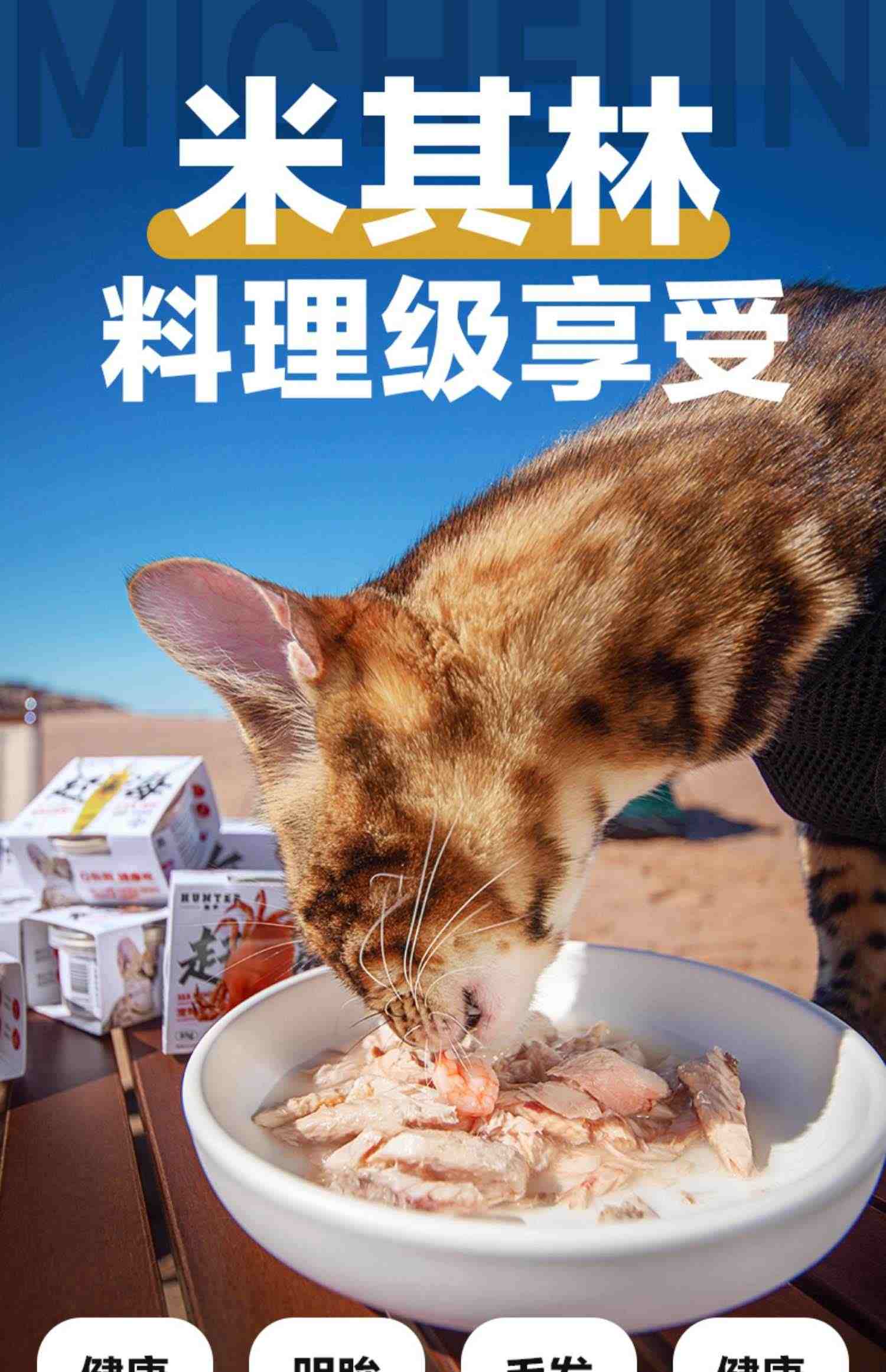 Hunter猎手宠物金枪鱼肉猫罐头营养增肥成幼猫白肉零食品汤罐组合