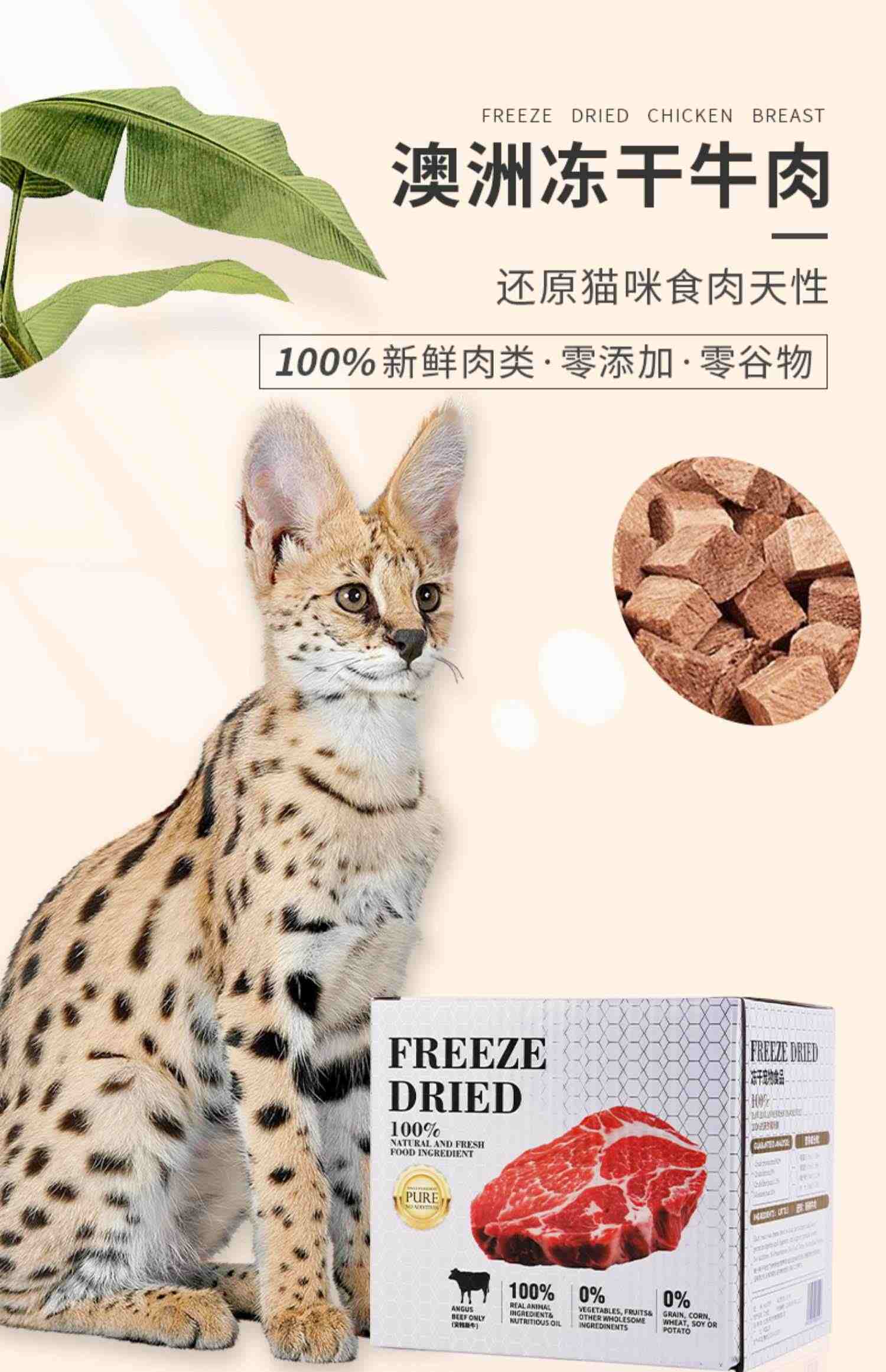 Hunter无谷猫粮冻干生骨肉牛肉营养宠物猫零食成幼猫澳洲牛肉70g