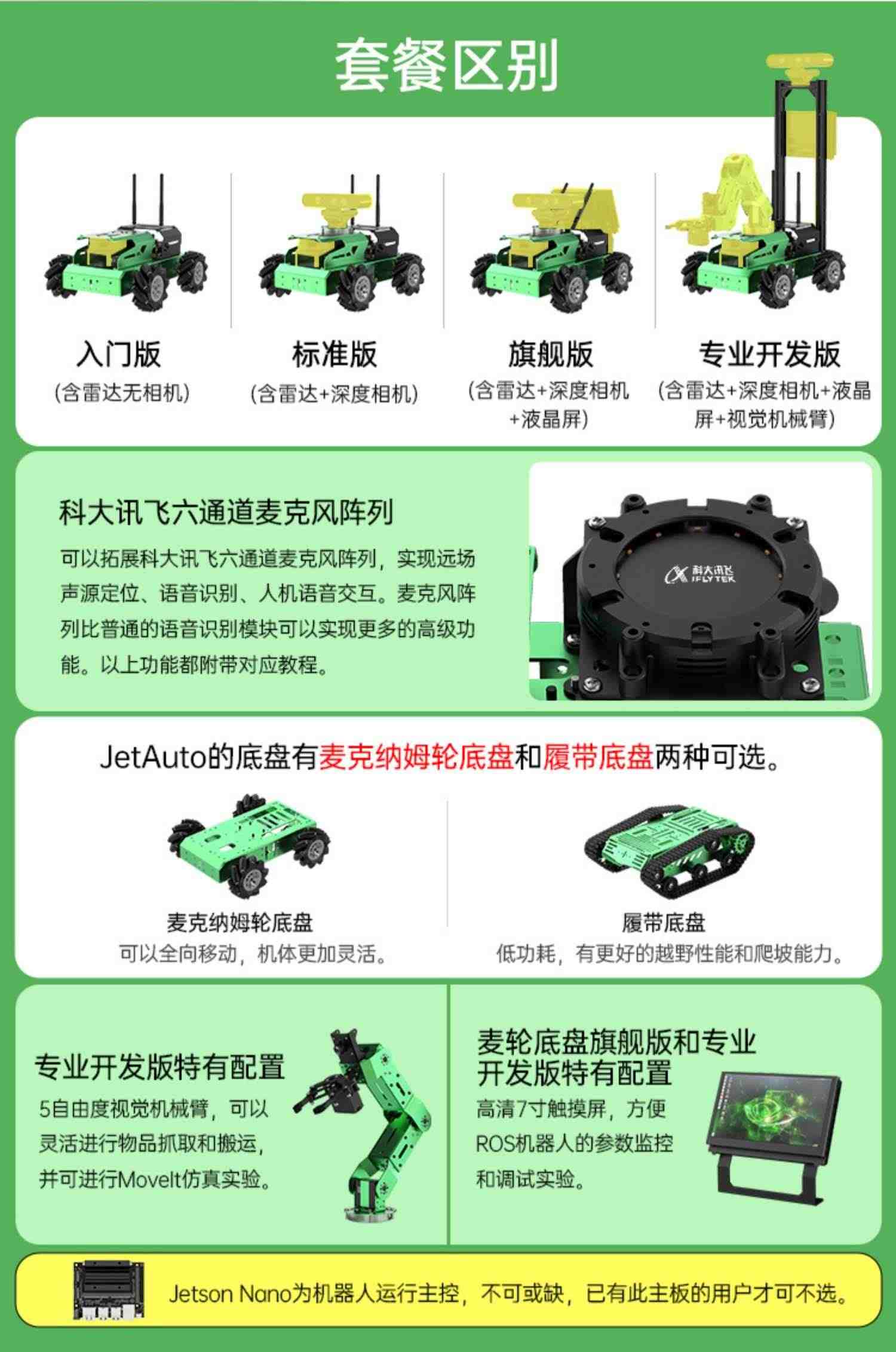 幻尔ROS机器人视觉可编程麦克纳姆轮SLAM建图导航Jetson Nano小车