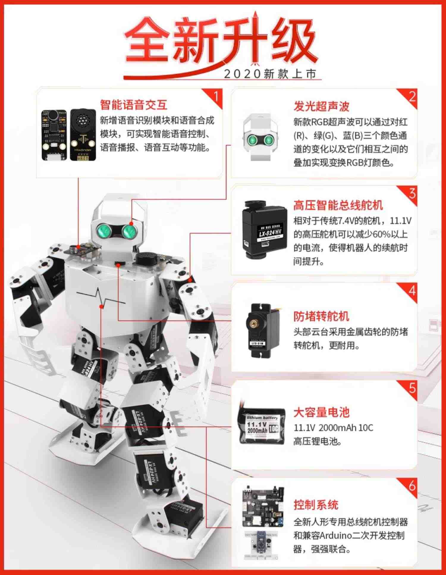 幻尔 Tonybot仿生人形机器人 智能可编程兼容Arduino二次开发套件