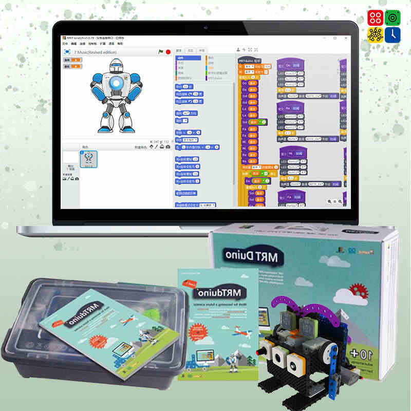 韩端Scratch图形化编程积木小颗粒拼装玩具教育机器人套装包邮...