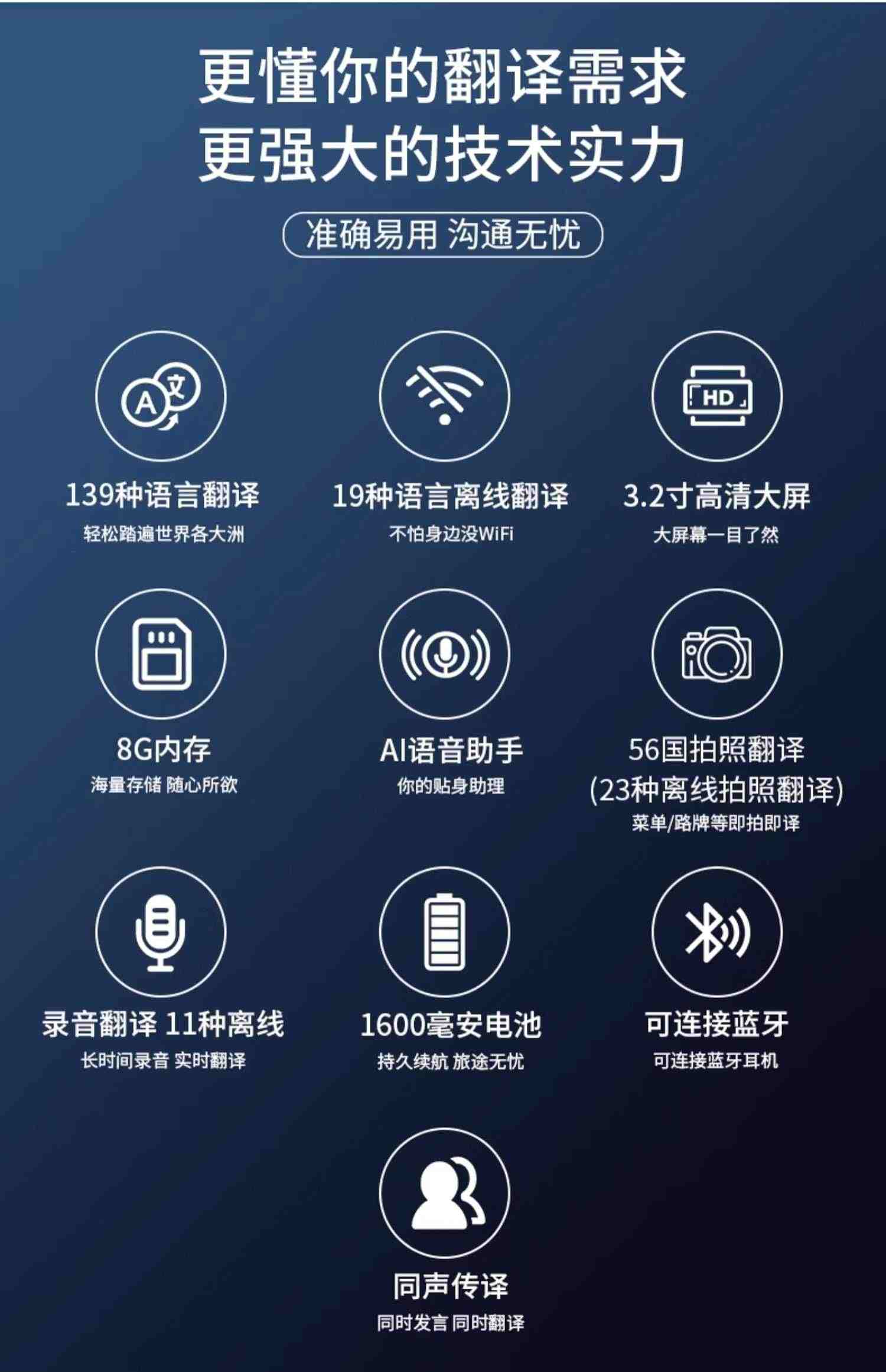 翻译机实时同声多国语言中英语出国旅游韩日俄德法维语随身小巧4G插卡版神器智能拍照离线录音学习机器蒙古