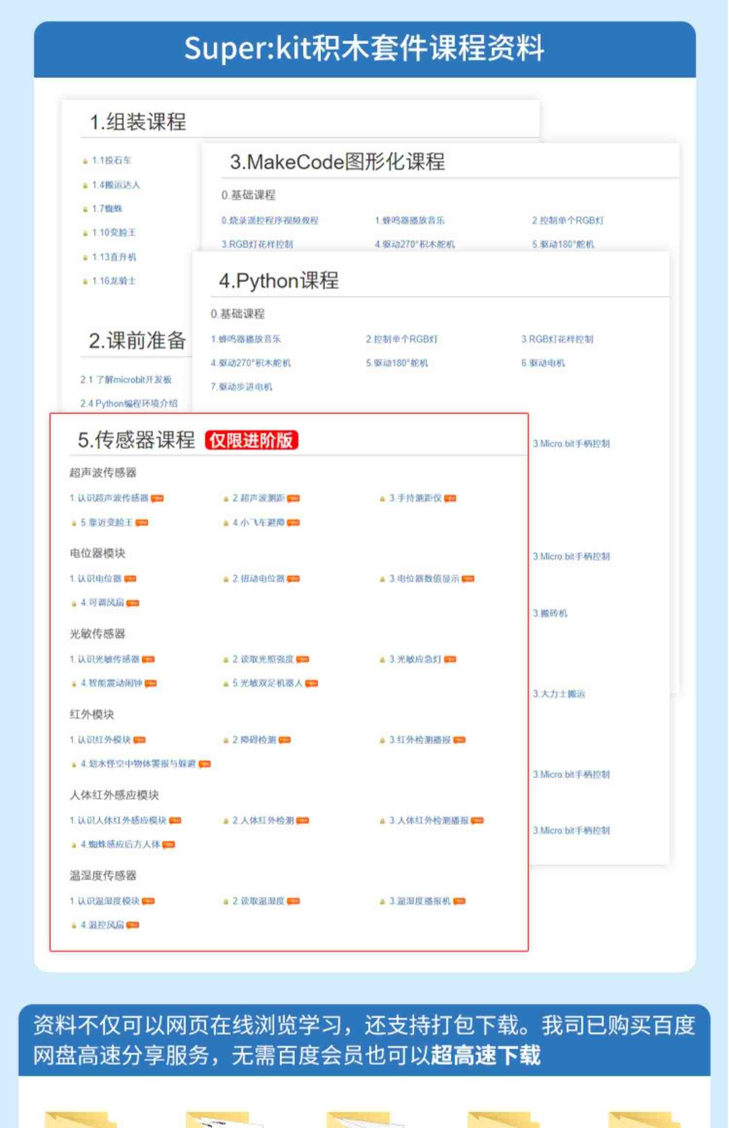 亚博智能microbit编程积木机器人传感器套件图形化Python小车教育