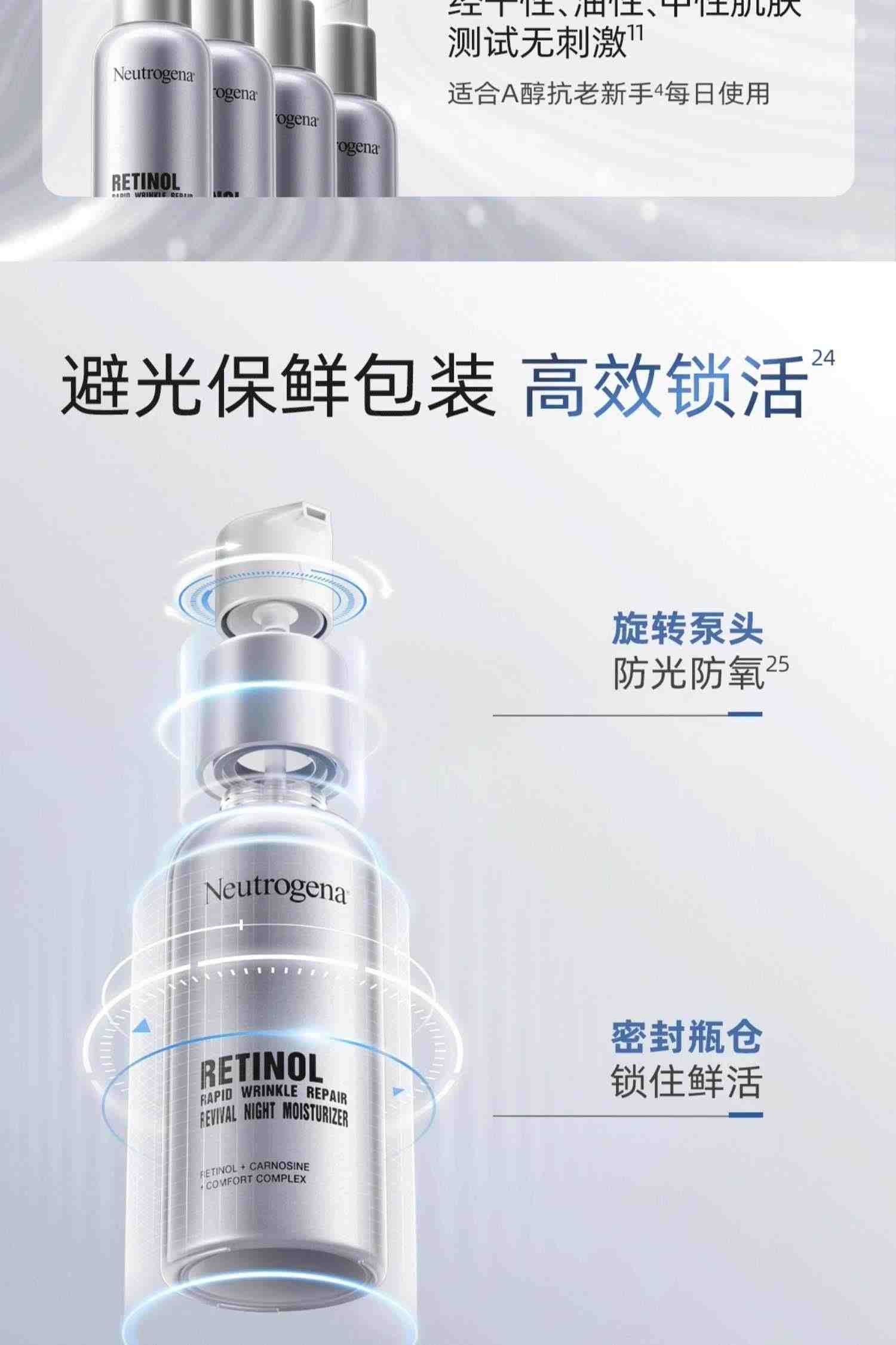 露得清二代维A醇抗皱修护赋活晚霜早C晚A淡化细纹视黄醇面霜