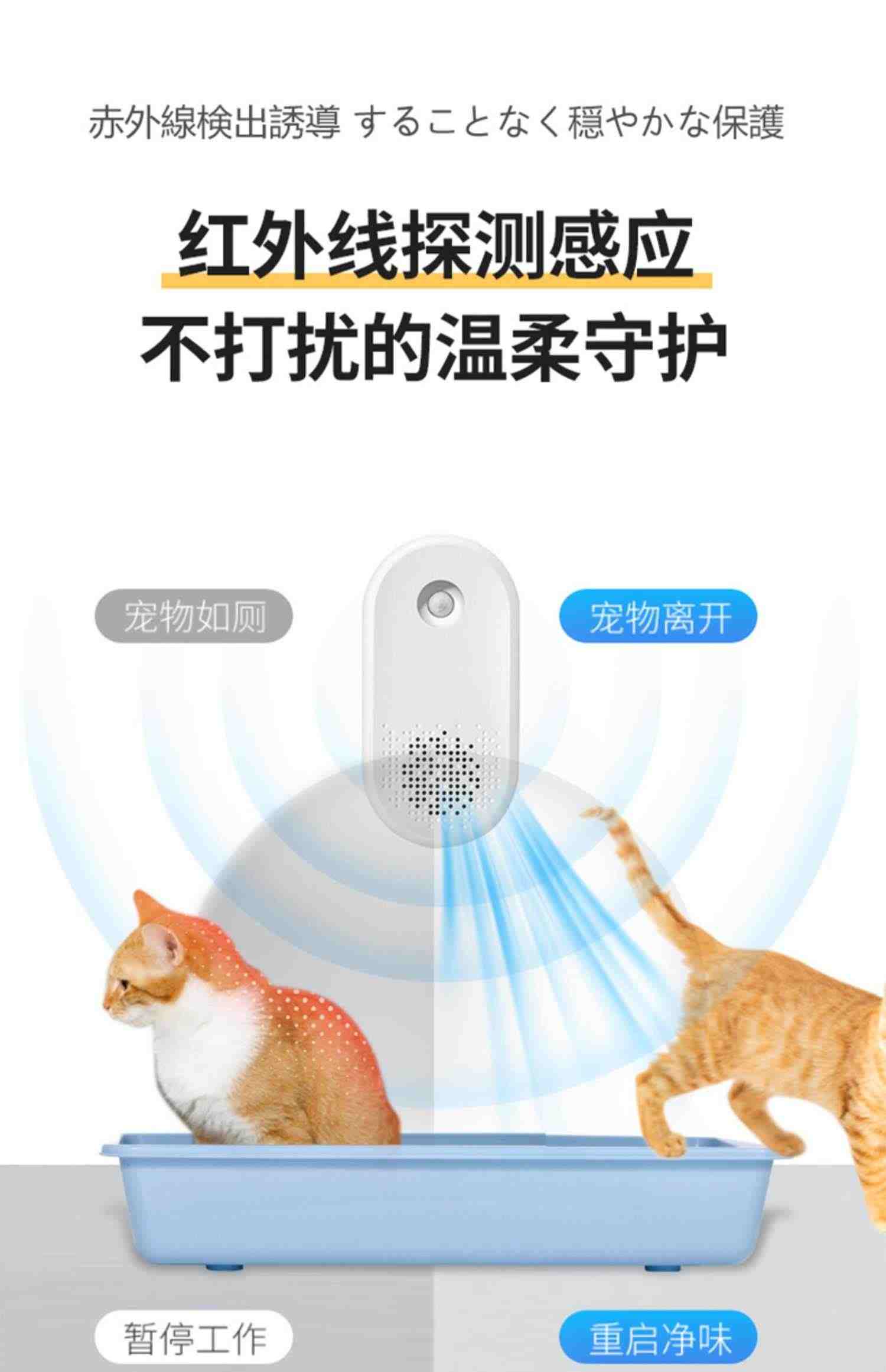 宠物智能净味器猫砂盆除味剂室内狗狗猫砂除臭剂猫咪除臭去味机器