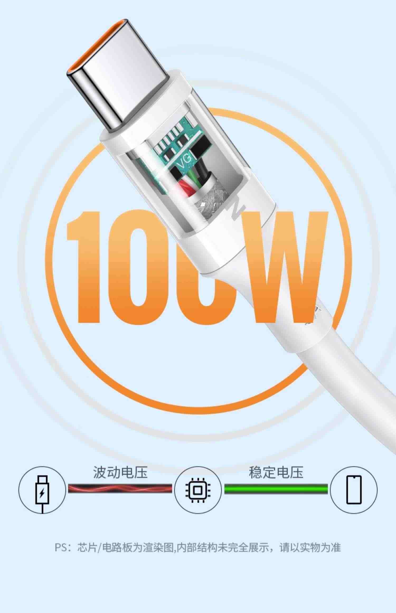 绿联type-c数据线6a5a充电器宝线适用华为荣耀小米安卓40w66w100W手机tpc加长usb短tapyc超级typc快充tpyec线