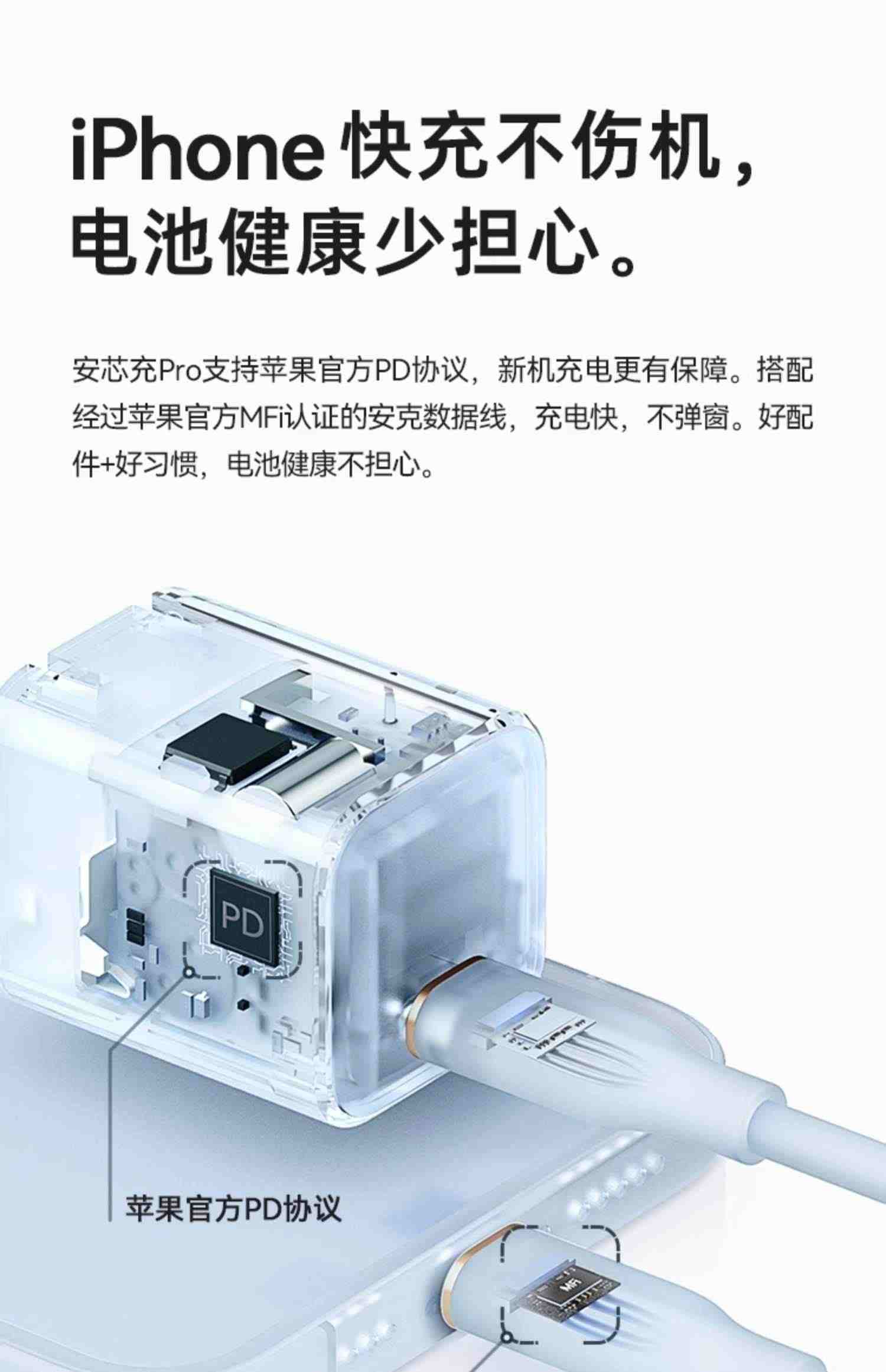 Anker安克安芯充Pro充电头30W氮化镓PD充电器适配苹果iPhone14手机苹果13快充12Promax插头数据线套装正品