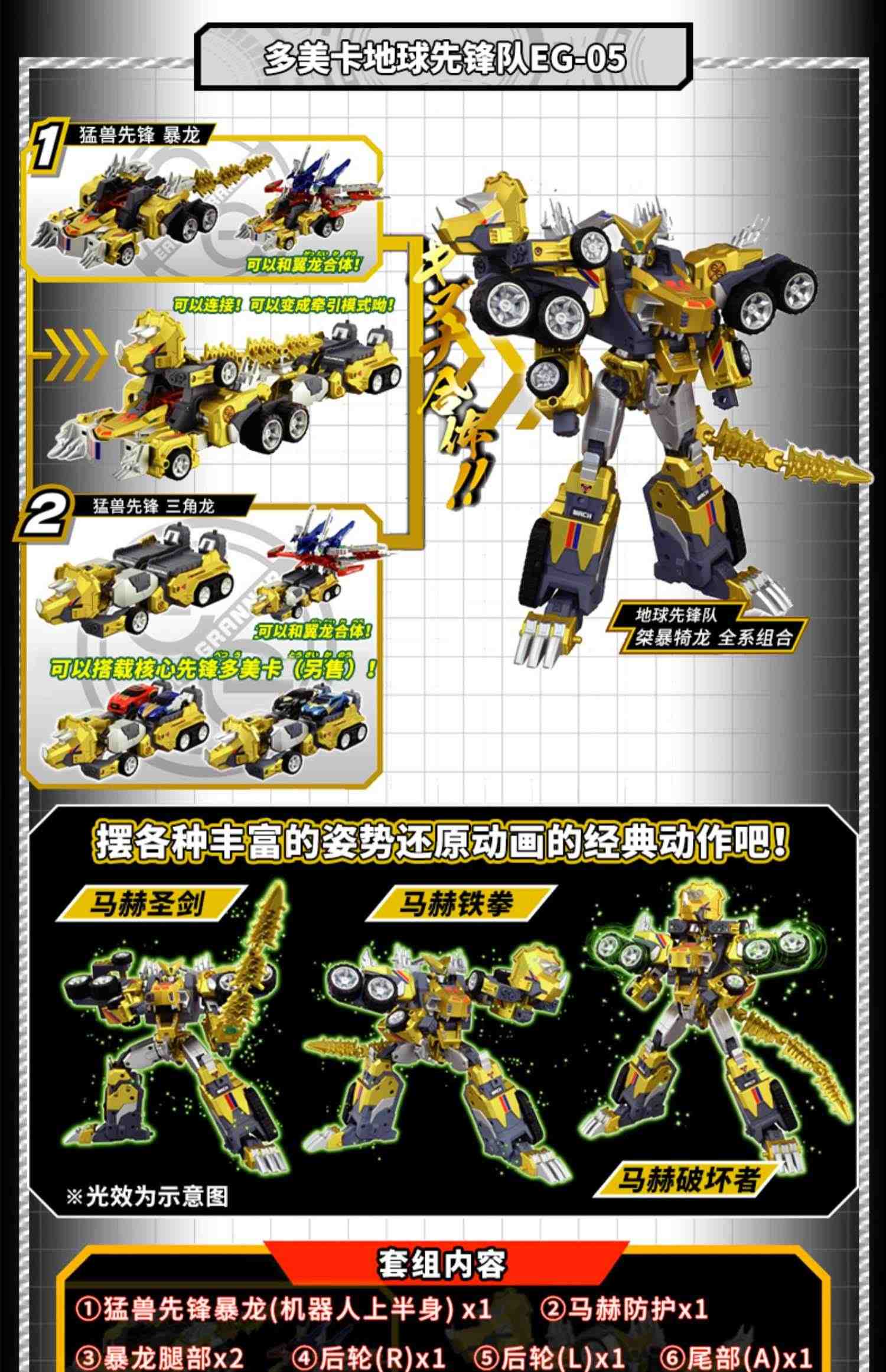 TOMY/多美卡地球先锋队声光变形救援机器人合体组合儿童玩具礼3岁