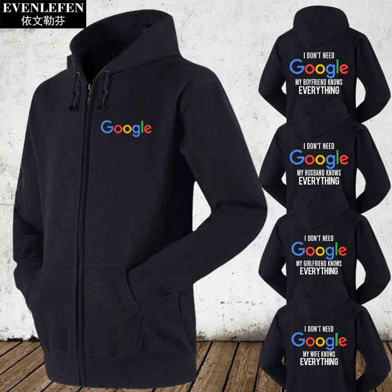 GOOGLE极客恶搞谷歌搜索互联网IT编程码农加绒开衫卫衣男外套衣服...
