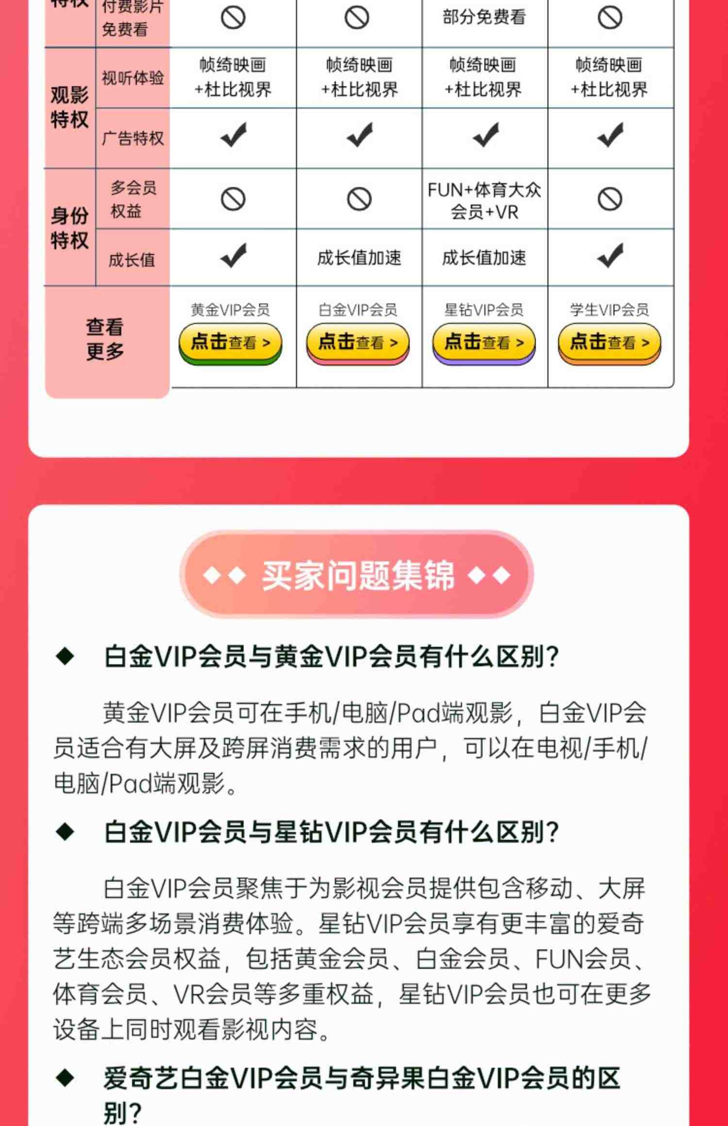 【支持电视端】爱奇艺白金会员12个月年卡银河奇异果vip 电视TV端