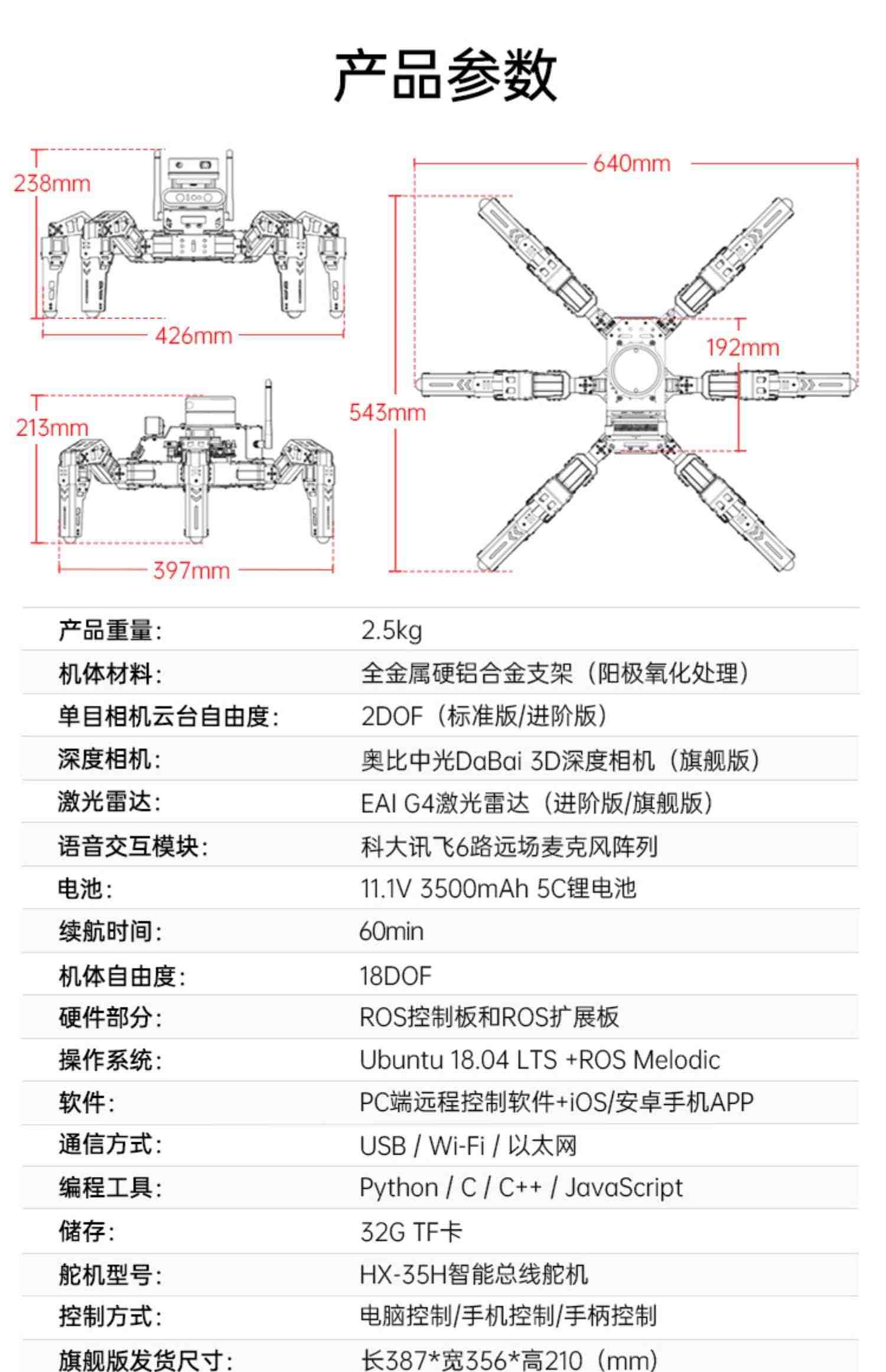 幻尔 ROS机器人六足仿生蜘蛛JetHexa雷达slam建图导航JETSON NANO