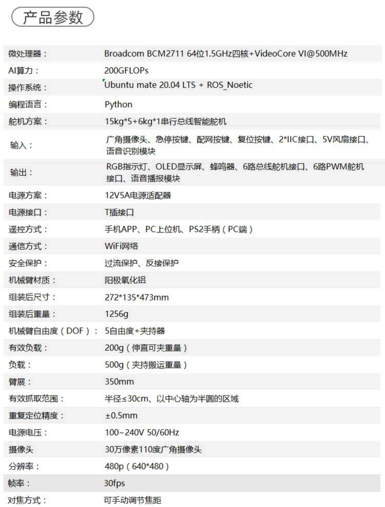 亚博智能 树莓派4B机械手臂人工AI视觉识别语音ROS编程机器人套件