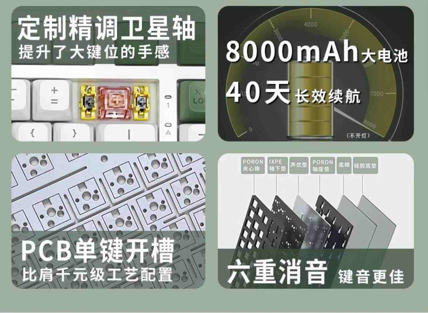 雷咖泽R98Pro客制化机械键盘GASKET结构无线三模电竞游戏热插拔