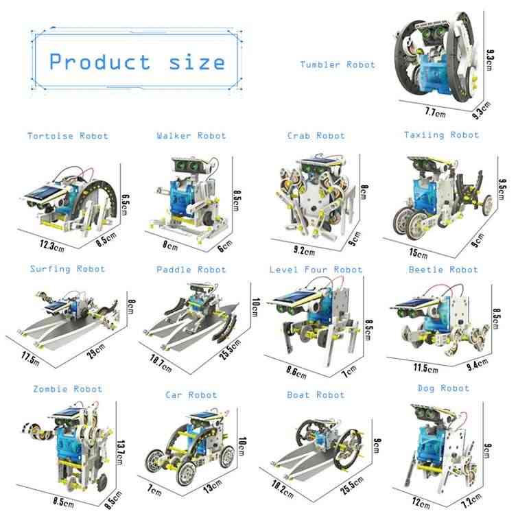 13合1太阳能机器人diy小制作中小学生拼装太阳能玩具组装小车6合1