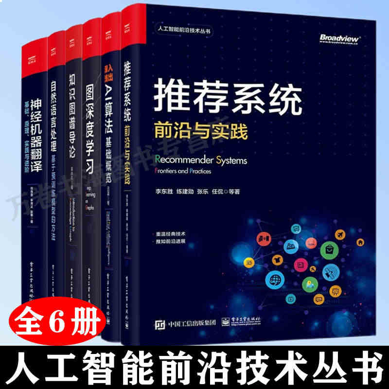 人工智能前沿技术丛书6册 自然语言处理+知识图谱导论+图深度学习+深入...