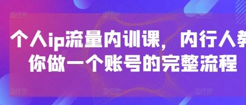 个人ip流量内训课，内行人教你做一个账号的完整流程
