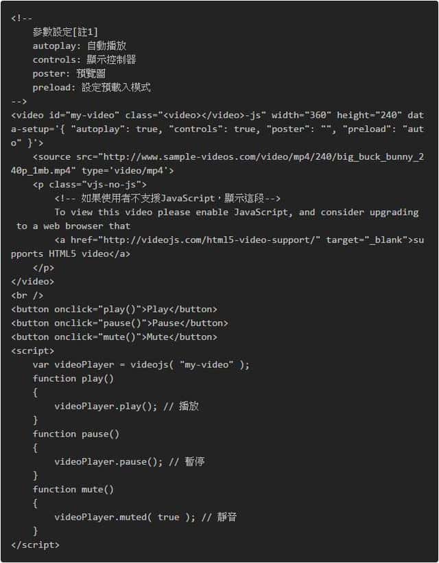 十分钟教程——Videos.js - HTML5影片播放器