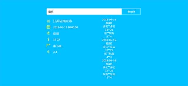jQuery全国城市天气预告API查询代码简的jQuery全国城市天气预告