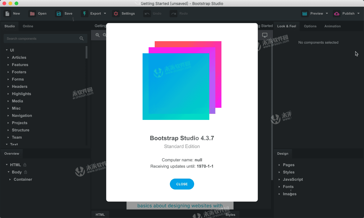 【响应式网页设计工具】Bootstrap Studio 4 Mac破解教程